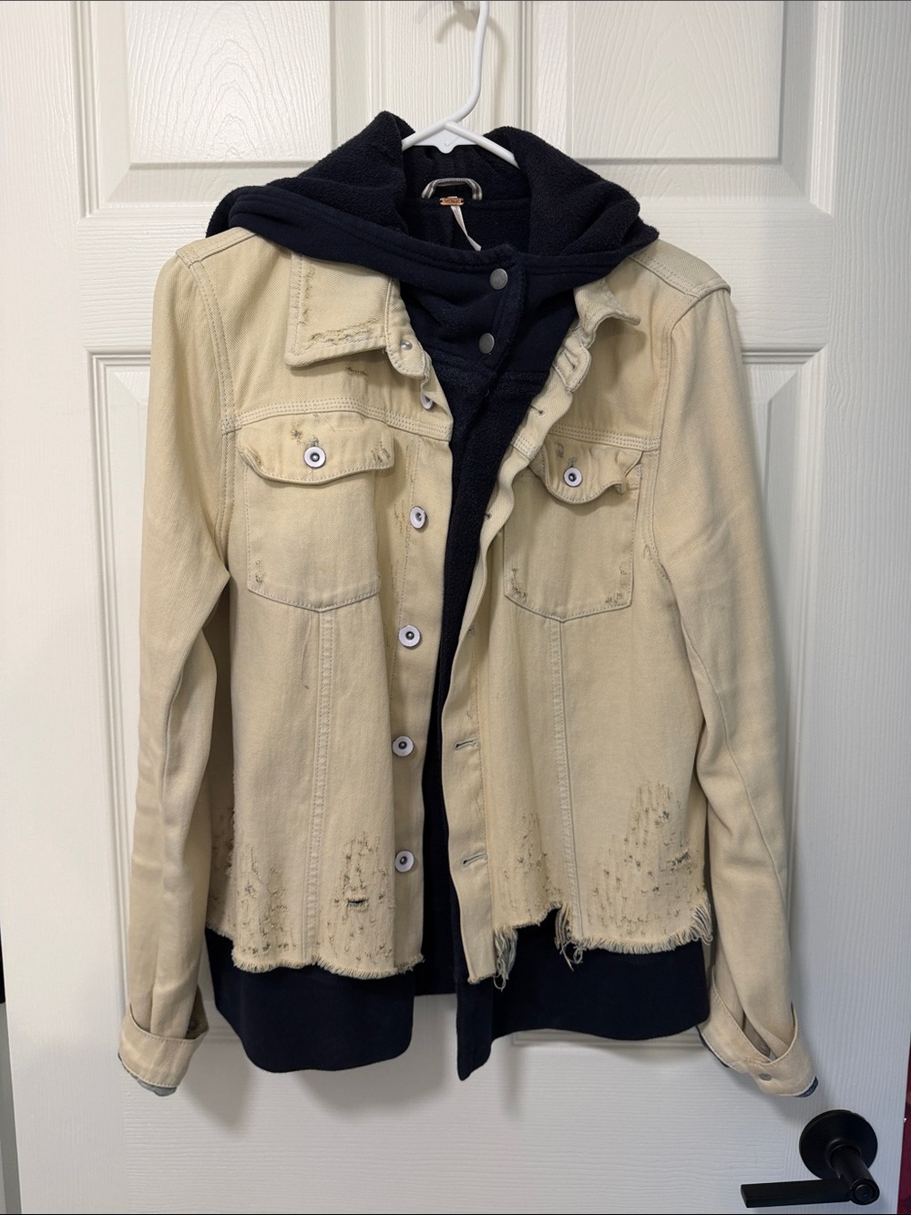 Free People Beige Jean Jacket